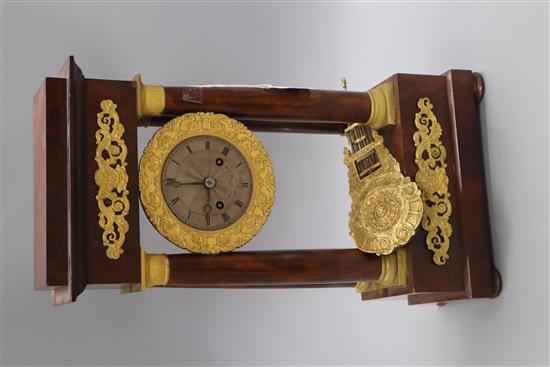 A mahogany and ormolu Portico clock height 46cm